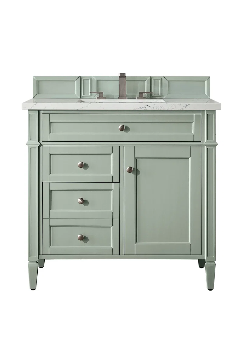 Brittany 36" Single Vanity, Sage Green w/ 3 CM Ethereal Noctis Silestone Top
