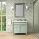 Brittany 36" Single Vanity, Sage Green w/ 3 CM Ethereal Noctis Silestone Top
