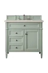Brittany 36" Single Vanity, Sage Green, w/ 3 CM Siberian Silestone Top