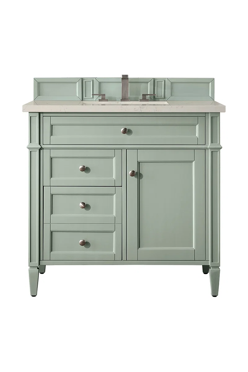 Brittany 36" Single Vanity, Sage Green, w/ 3 CM Siberian Silestone Top