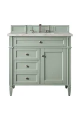 Brittany 36" Single Vanity, Sage Green w/ 3 CM Victorian Silver Silestone Top