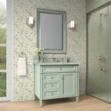 Brittany 36" Single Vanity, Sage Green w/ 3 CM Victorian Silver Silestone Top
