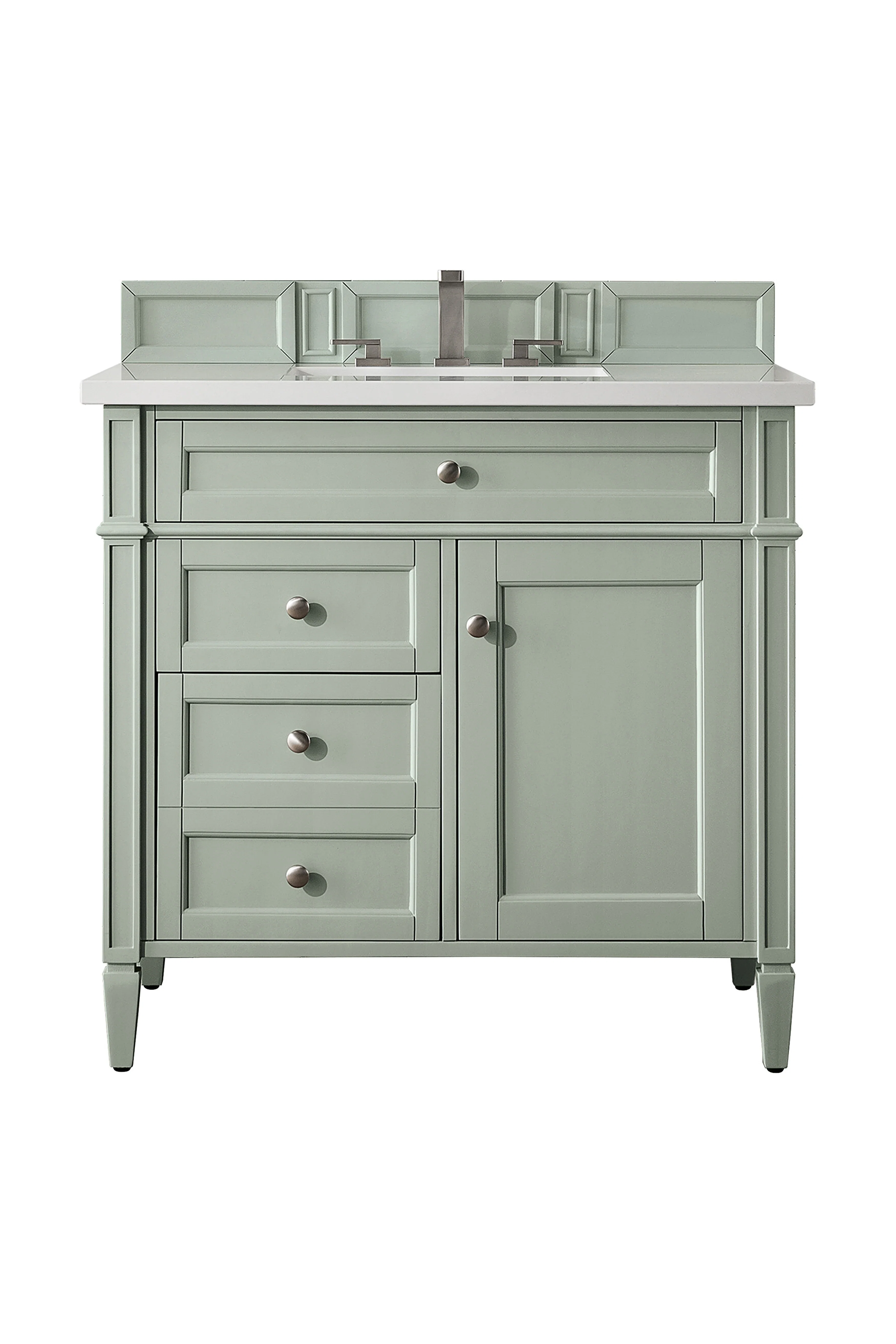 Brittany 36" Single Vanity, Sage Green w/ 3 CM White Zeus Silestone Top