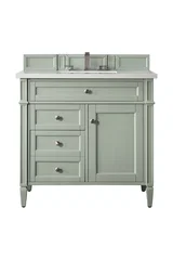 Brittany 36" Single Vanity, Sage Green w/ 3 CM White Zeus Silestone Top