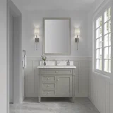 Brittany 36" Single Vanity, Urban Gray w/ Single Hole 3 CM White Zeus Silestone Top & Backsplash