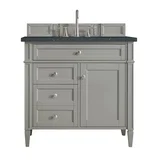 Brittany 36" Single Vanity, Urban Gray w/ 3 CM Charcoal Soapstone Silestone Top