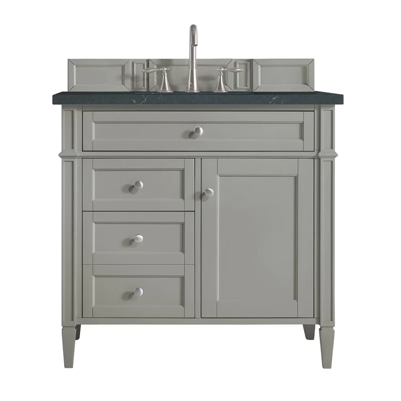 Brittany 36" Single Vanity, Urban Gray w/ 3 CM Charcoal Soapstone Silestone Top