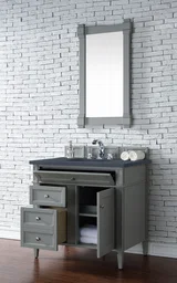 Brittany 36" Single Vanity, Urban Gray w/ 3 CM Charcoal Soapstone Silestone Top