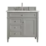 Brittany 36" Single Vanity, Urban Gray w/ 3 CM Eternal Jasmine Pearl Silestone Top