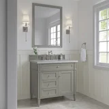 Brittany 36" Single Vanity, Urban Gray w/ 3 CM Eternal Jasmine Pearl Silestone Top