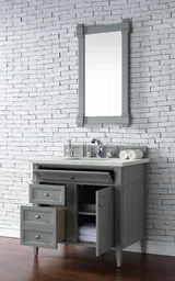 Brittany 36" Single Vanity, Urban Gray w/ 3 CM Eternal Jasmine Pearl Silestone Top