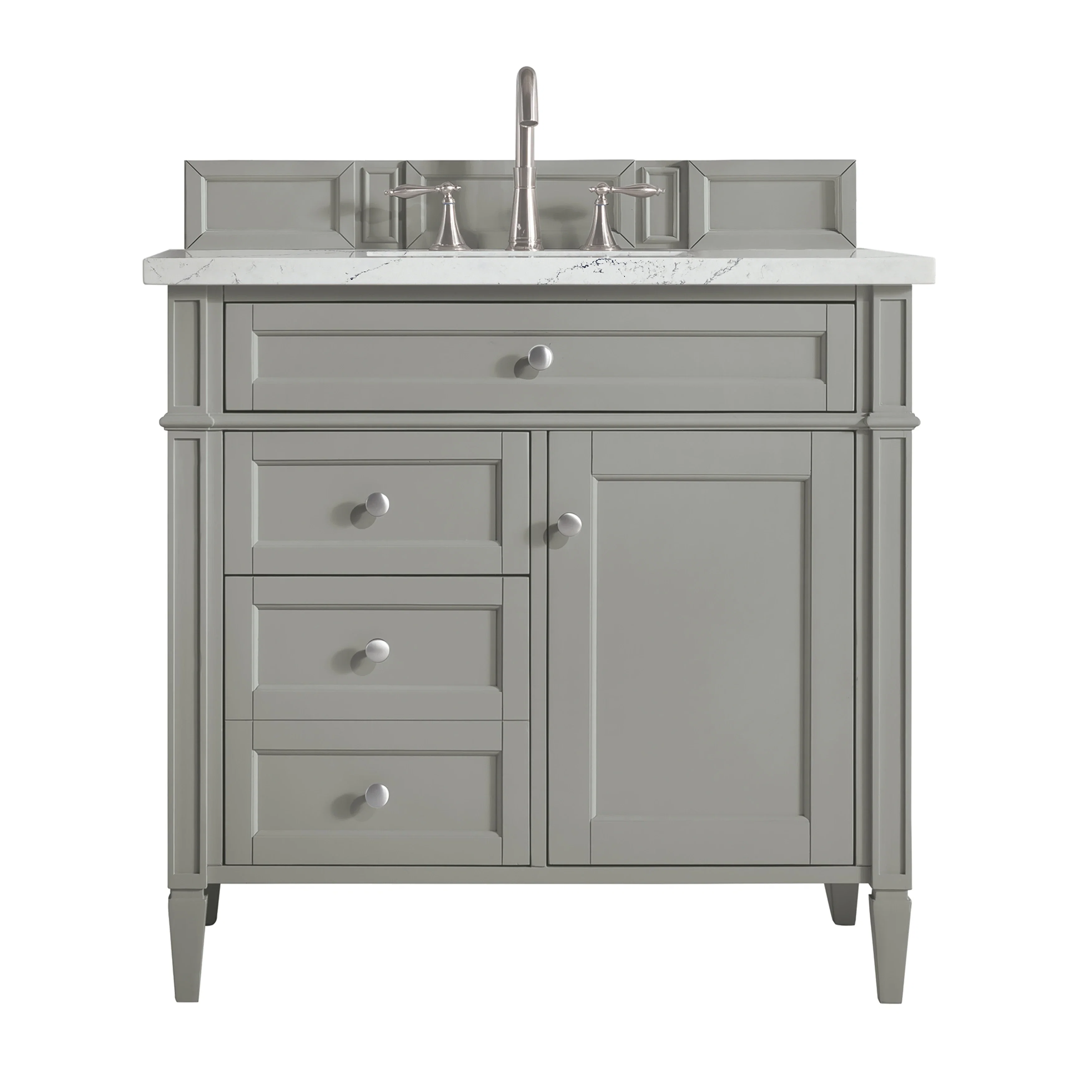 Brittany 36" Single Vanity, Urban Gray w/ 3 CM Ethereal Noctis Silestone Top