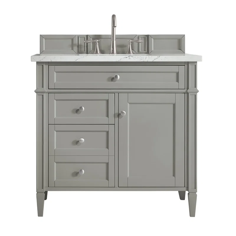 Brittany 36" Single Vanity, Urban Gray w/ 3 CM Ethereal Noctis Silestone Top