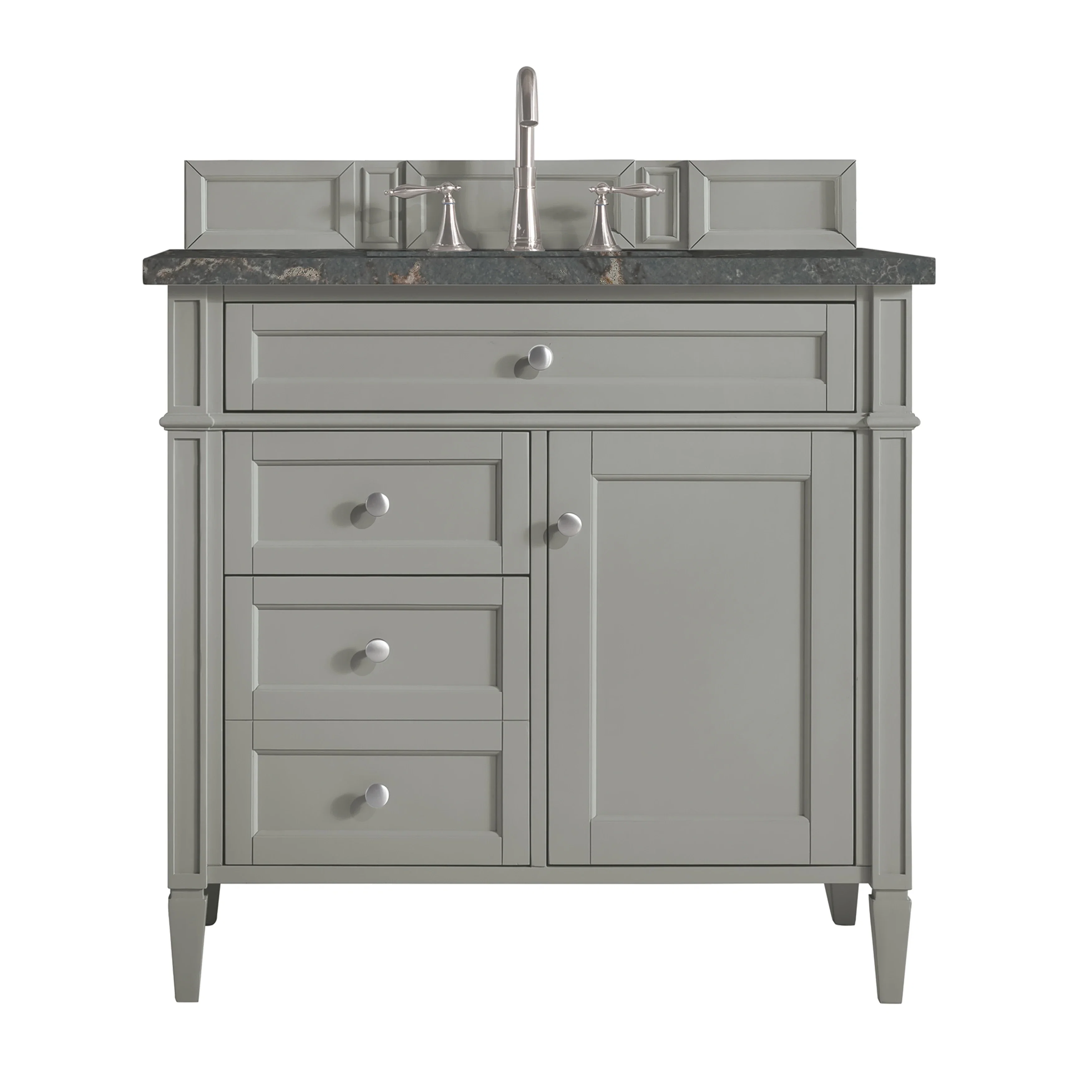 Brittany 36" Single Vanity, Urban Gray w/ 3 CM Parisien Bleu Silestone Top