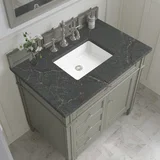 Brittany 36" Single Vanity, Urban Gray w/ 3 CM Parisien Bleu Silestone Top