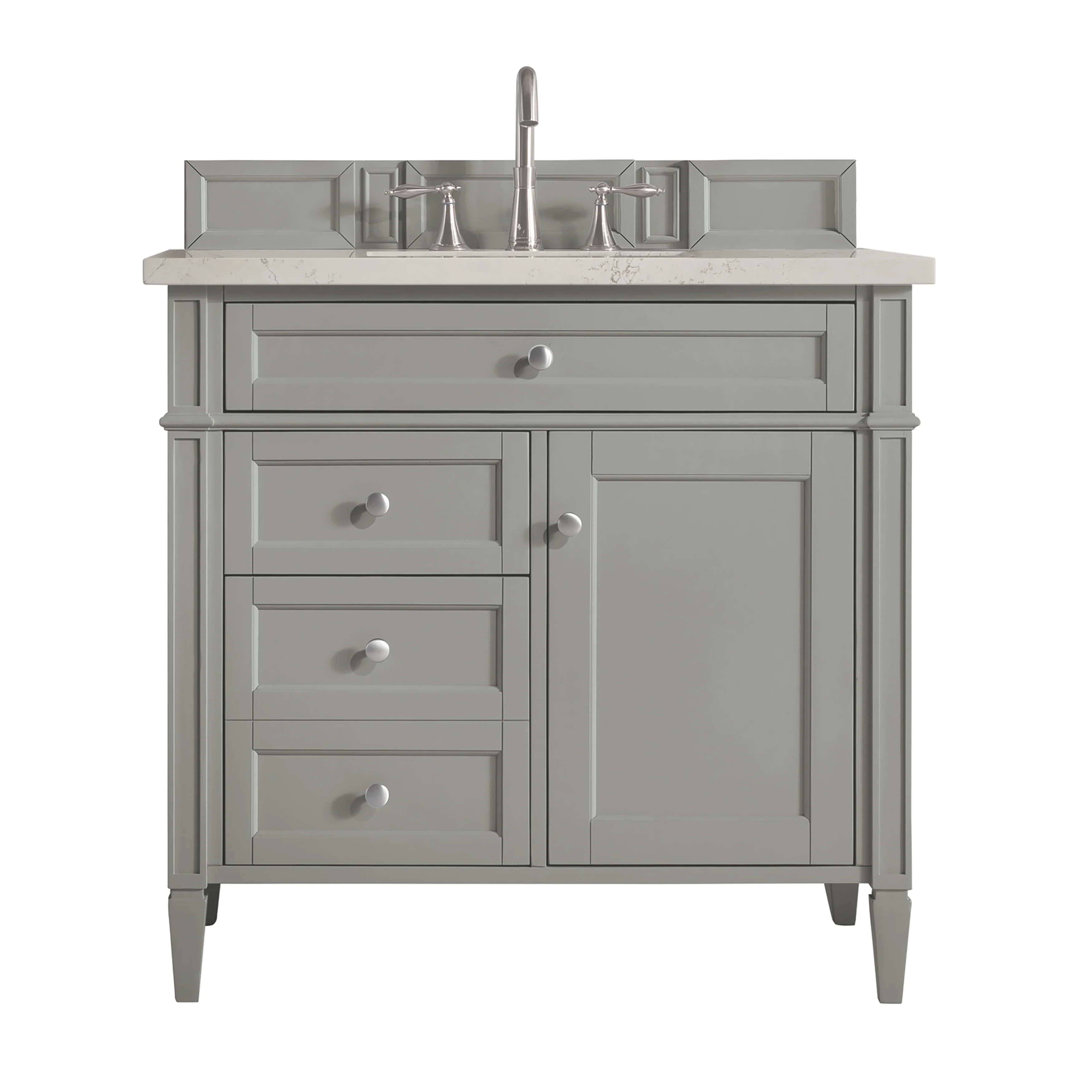Brittany 36" Single Vanity, Urban Gray, w/ 3 CM Siberian Silestone Top