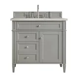 Brittany 36" Single Vanity, Urban Gray, w/ 3 CM Siberian Silestone Top