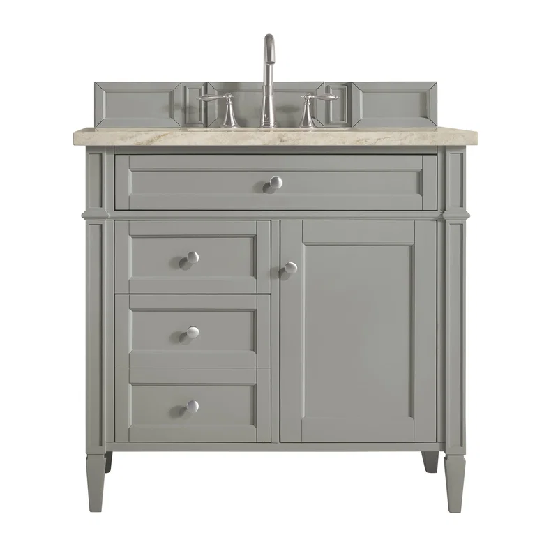 Brittany 36" Single Vanity, Urban Gray, w/ 3 CM Tajnar Eclos Top