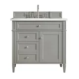 Brittany 36" Single Vanity, Urban Gray w/ 3 CM White Zeus Silestone Top