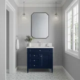 Brittany 36" Single Vanity, Victory Bleu w/ Single Hole 3 CM White Zeus Silestone Top & Backsplash