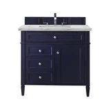 Brittany 36" Single Vanity, Victory Blue w/ 3 CM Carrara Marble Top