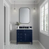 Brittany 36" Single Vanity, Victory Blue w/ 3 CM Carrara Marble Top