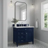 Brittany 36" Single Vanity, Victory Blue w/ 3 CM Carrara Marble Top