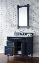 Brittany 36" Single Vanity, Victory Blue w/ 3 CM Carrara Marble Top