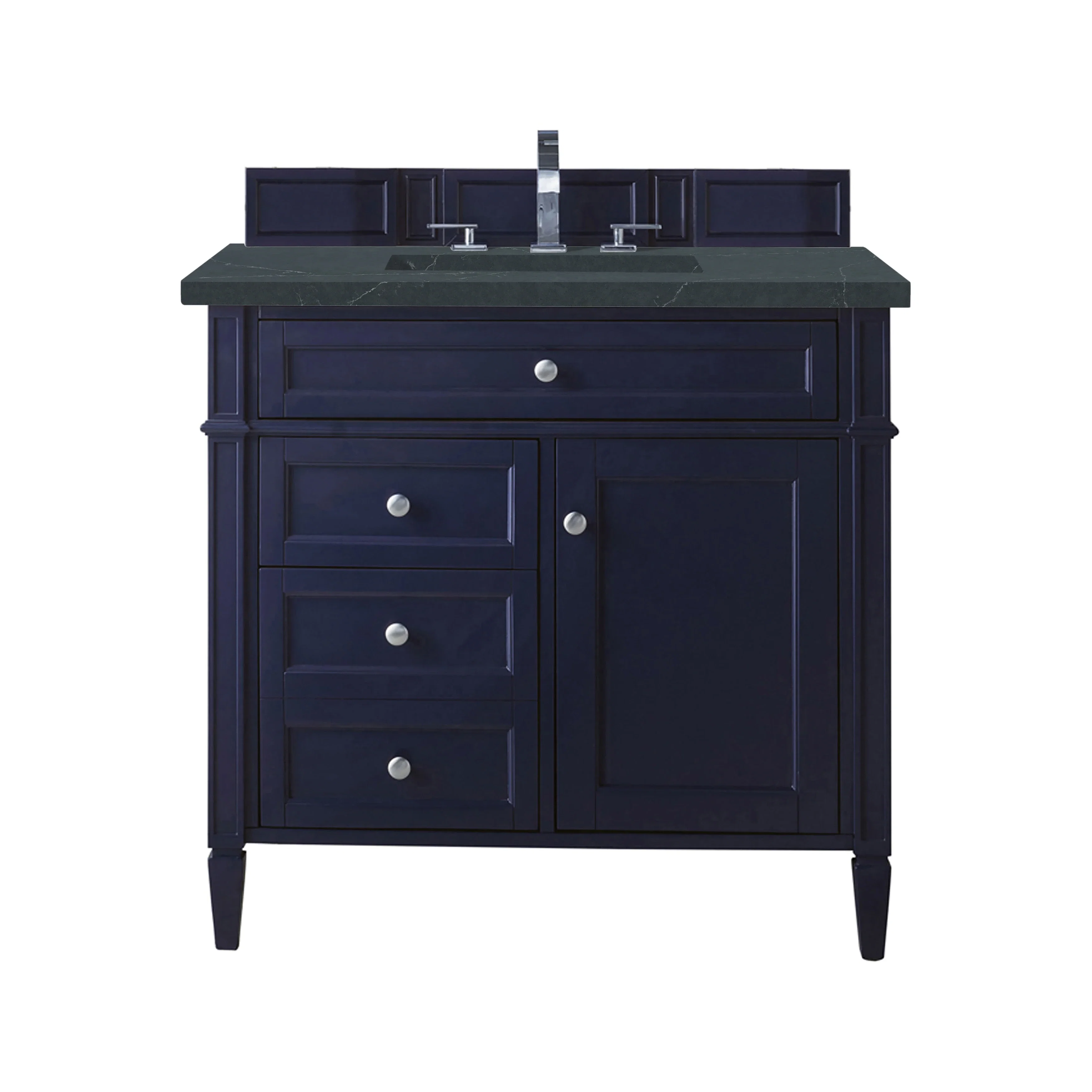 Brittany 36" Single Vanity, Victory Blue w/ 3 CM Charcoal Soapstone Silestone Top