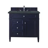 Brittany 36" Single Vanity, Victory Blue w/ 3 CM Charcoal Soapstone Silestone Top