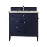 Brittany 36" Single Vanity, Victory Blue w/ 3 CM Eternal Jasmine Pearl Silestone Top