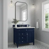 Brittany 36" Single Vanity, Victory Blue w/ 3 CM Eternal Jasmine Pearl Silestone Top