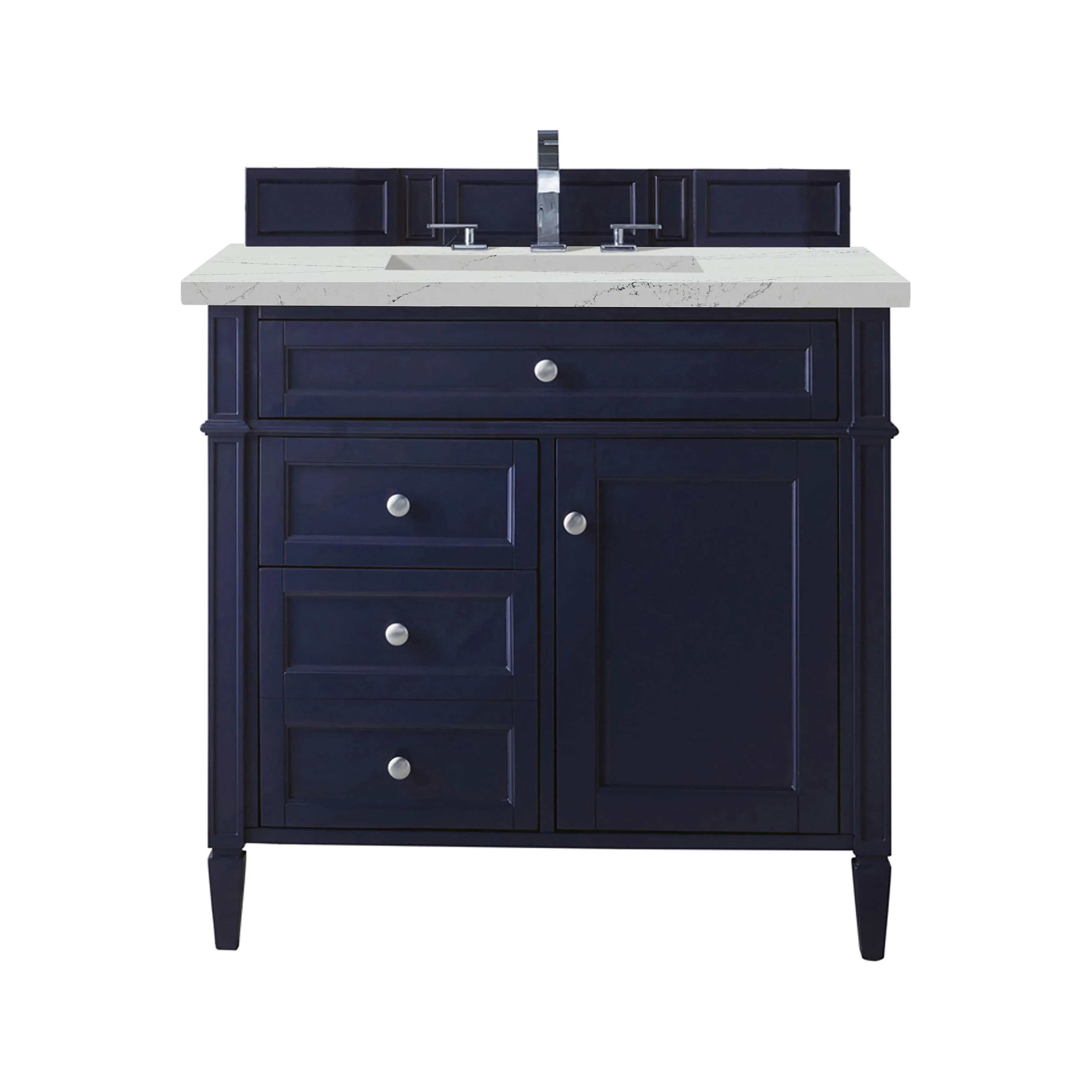 Brittany 36" Single Vanity, Victory Blue w/ 3 CM Ethereal Noctis Silestone Top