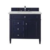 Brittany 36" Single Vanity, Victory Blue w/ 3 CM Ethereal Noctis Silestone Top