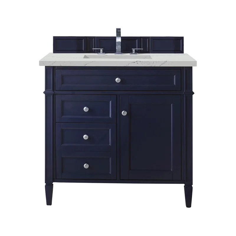 Brittany 36" Single Vanity, Victory Blue w/ 3 CM Ethereal Noctis Silestone Top