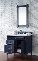 Brittany 36" Single Vanity, Victory Blue w/ 3 CM Ethereal Noctis Silestone Top