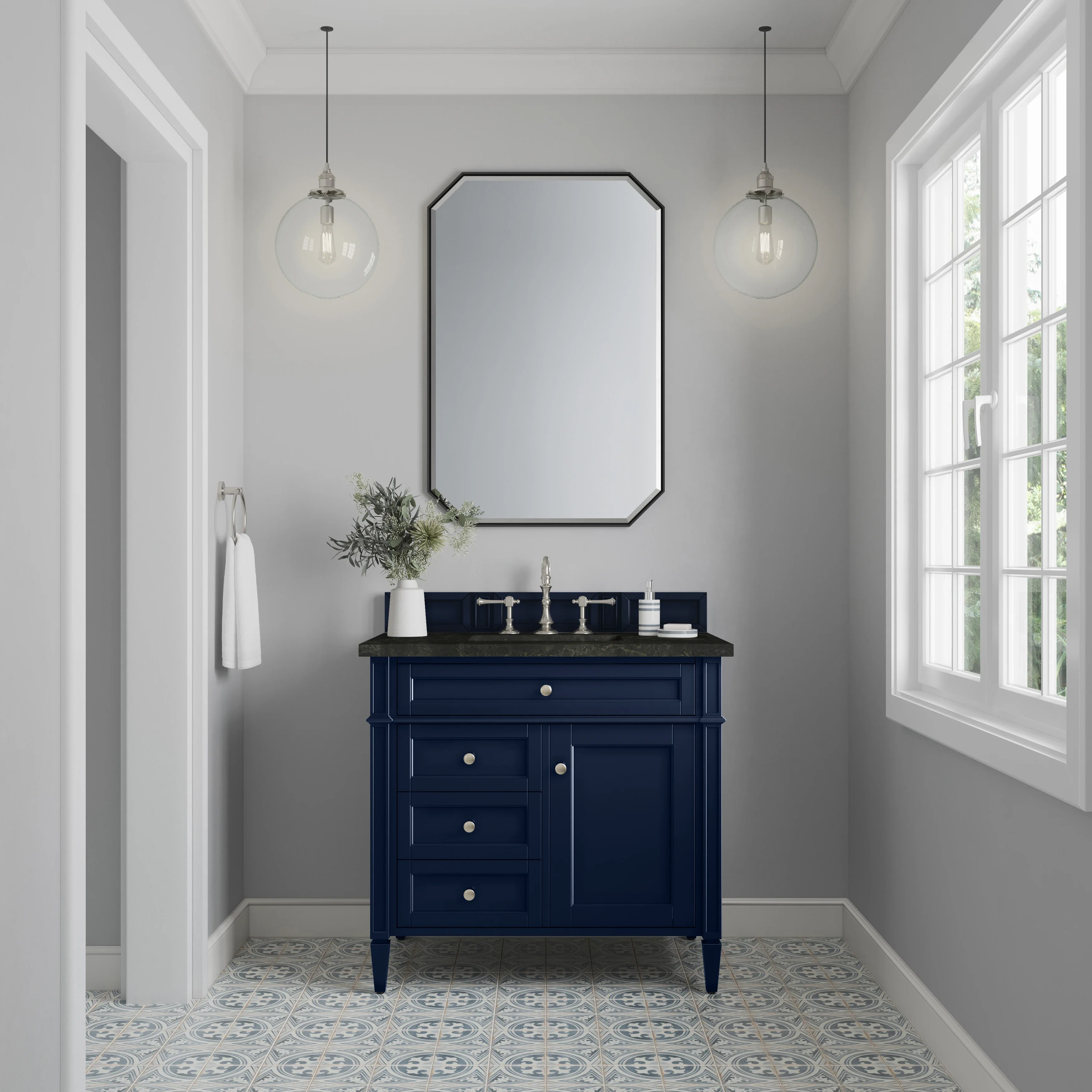 Brittany 36" Single Vanity, Victory Blue, w/ 3 CM Phantome Eclos Top