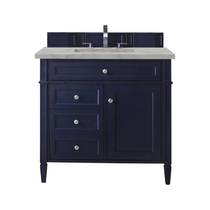 Brittany 36" Single Vanity, Victory Bleu w/ 3 CM Victorian Silver Silestone Top