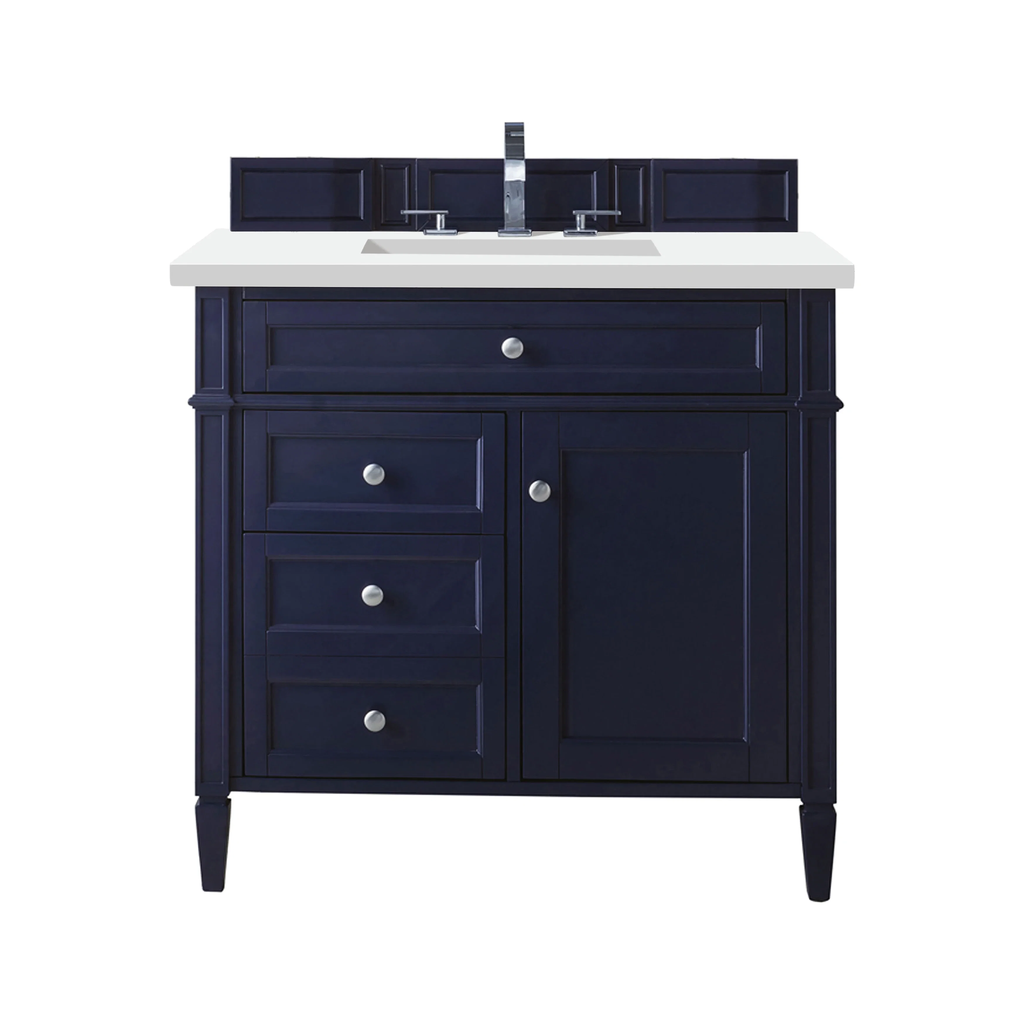 Brittany 36" Single Vanity, Victory Blue w/ 3 CM White Zeus Silestone Top