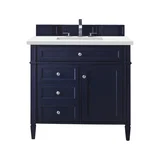 Brittany 36" Single Vanity, Victory Blue w/ 3 CM White Zeus Silestone Top