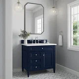 Brittany 36" Single Vanity, Victory Blue w/ 3 CM White Zeus Silestone Top