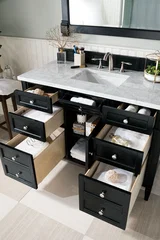 Brittany 48" Single Vanity, Black Onyx w/ 3 CM Carrara Marble Top