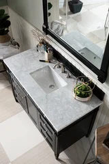 Brittany 48" Single Vanity, Black Onyx w/ 3 CM Carrara Marble Top