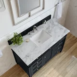 Brittany 48" Single Vanity, Black Onyx w/ 3 CM Carrara Marble Top