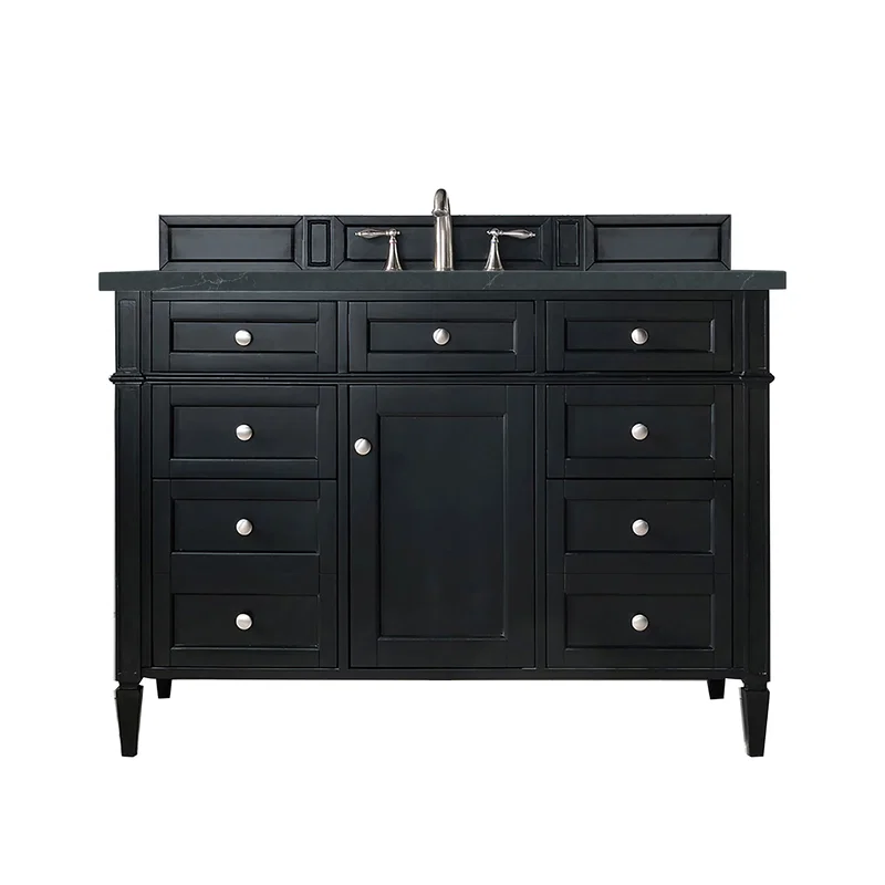 Brittany 48" Single Vanity, Black Onyx w/ 3 CM Charcoal Soapstone Silestone Top