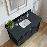 Brittany 48" Single Vanity, Black Onyx w/ 3 CM Charcoal Soapstone Silestone Top