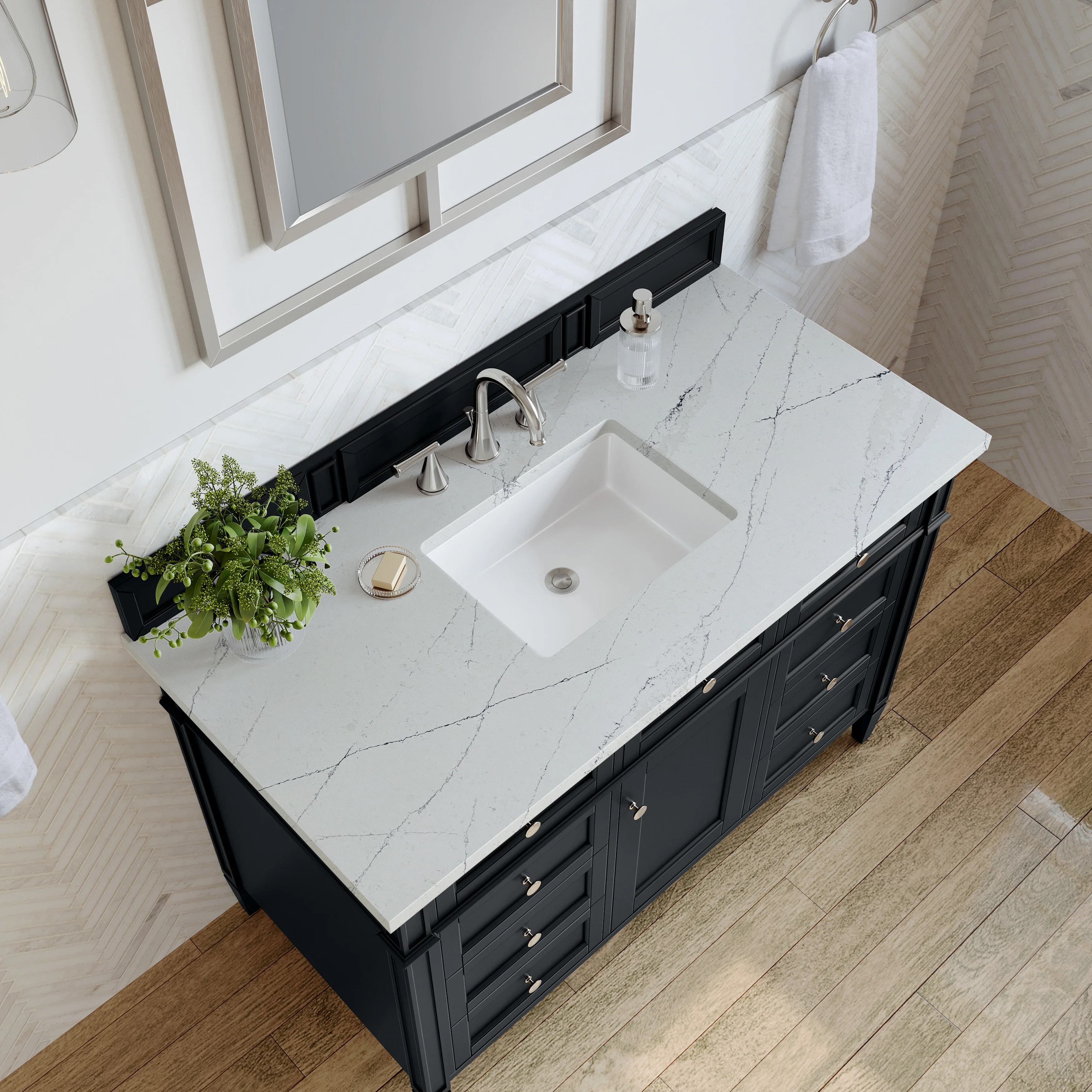 Brittany 48" Single Vanity, Black Onyx w/ 3 CM Ethereal Noctis Silestone Top