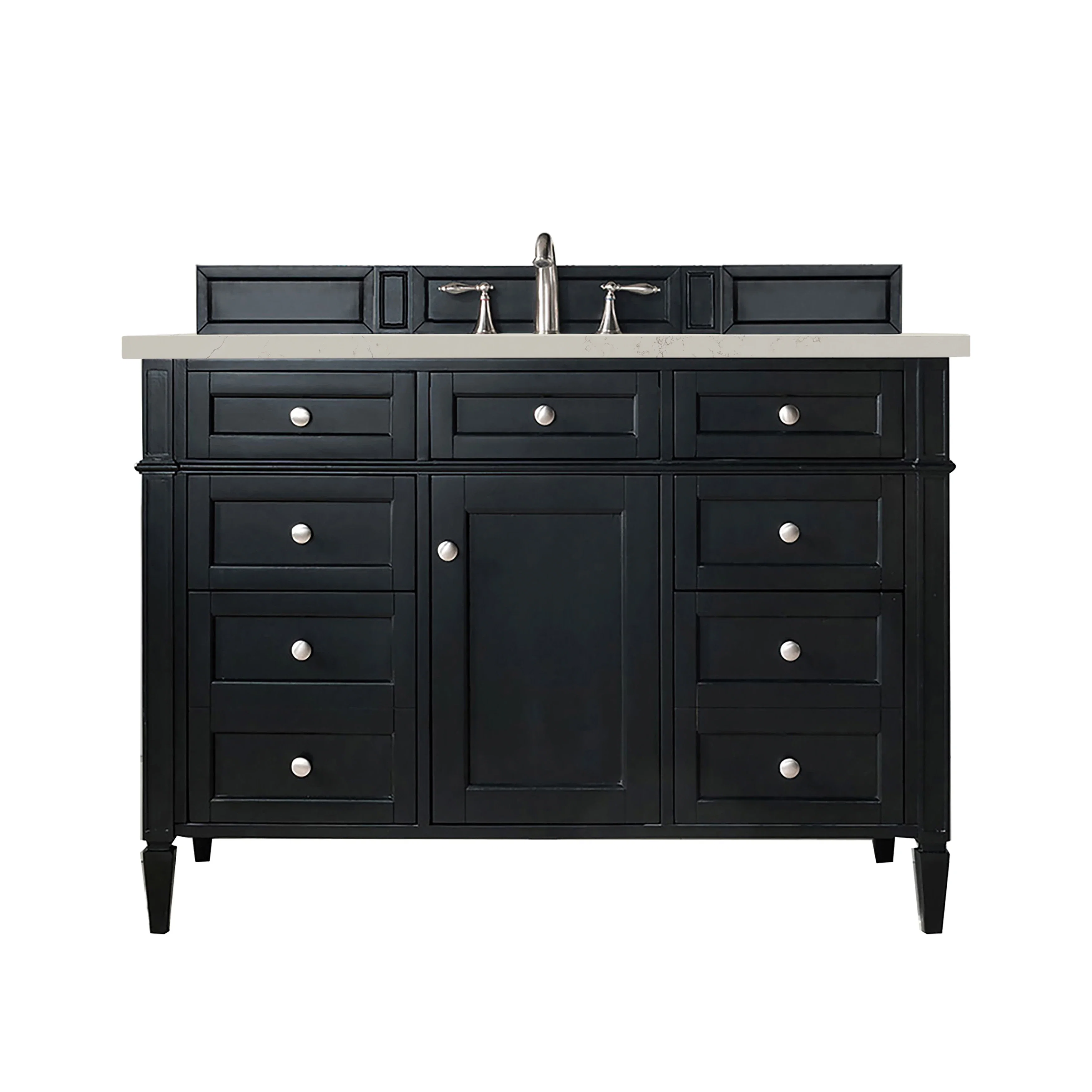 Brittany 48" Single Vanity, Black Onyx, w/ 3 CM Siberian Silestone Top