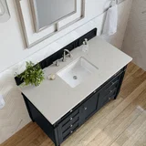 Brittany 48" Single Vanity, Black Onyx, w/ 3 CM Siberian Silestone Top