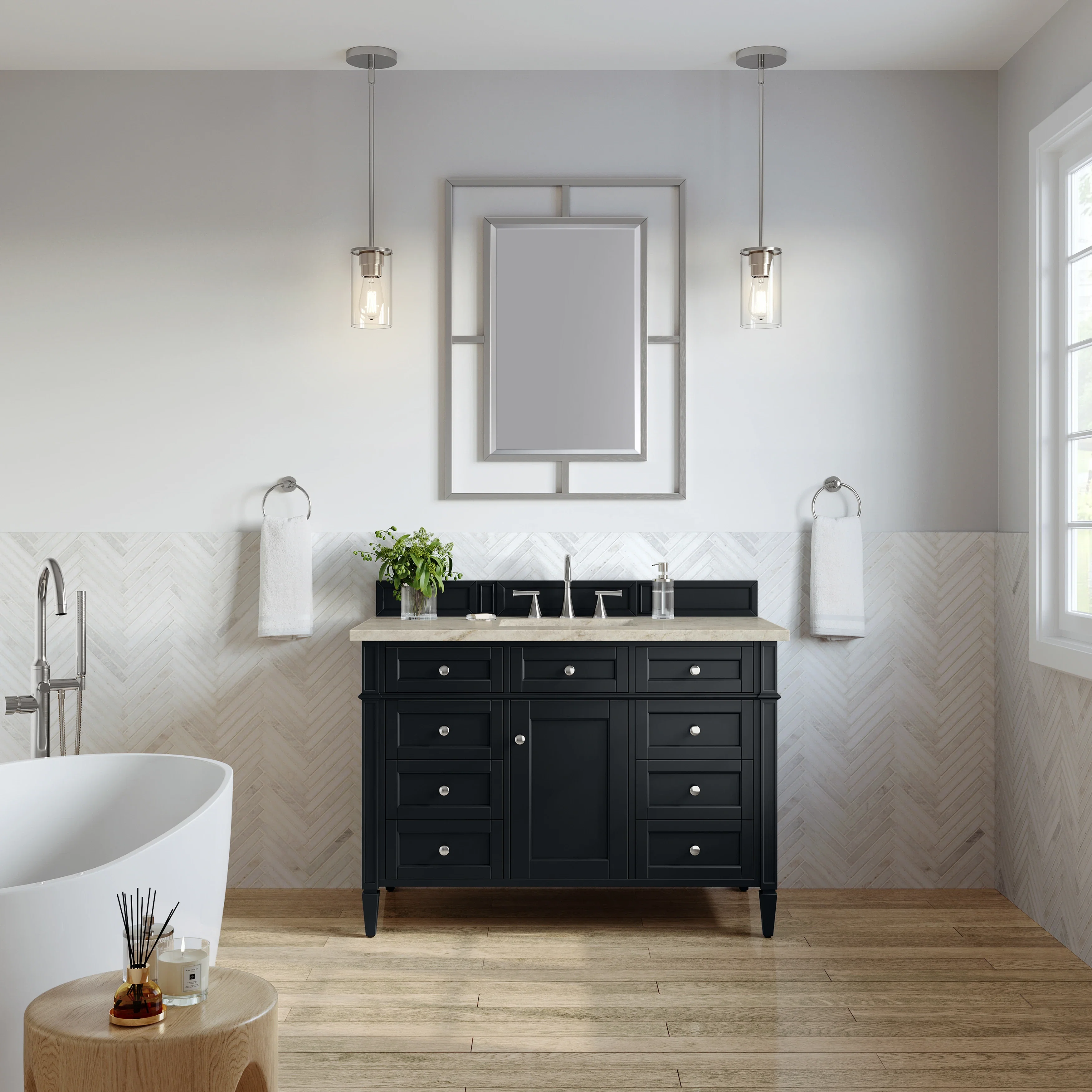 Brittany 48" Single Vanity, Black Onyx, w/ 3 CM Tajnar Eclos Top